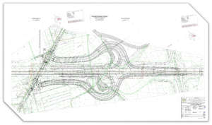 plan zjazdu z autostrady a4 w niepoomicach podu, rysunek techniczny